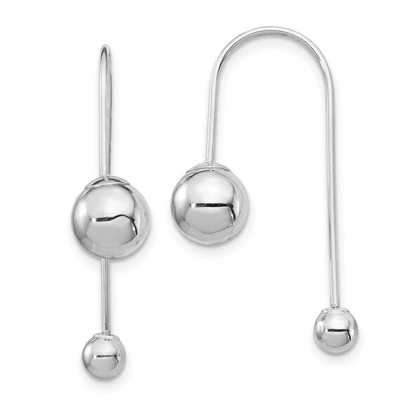 Kazi Luxury 14K White Gold Bead w/Screw End Threader Earrings